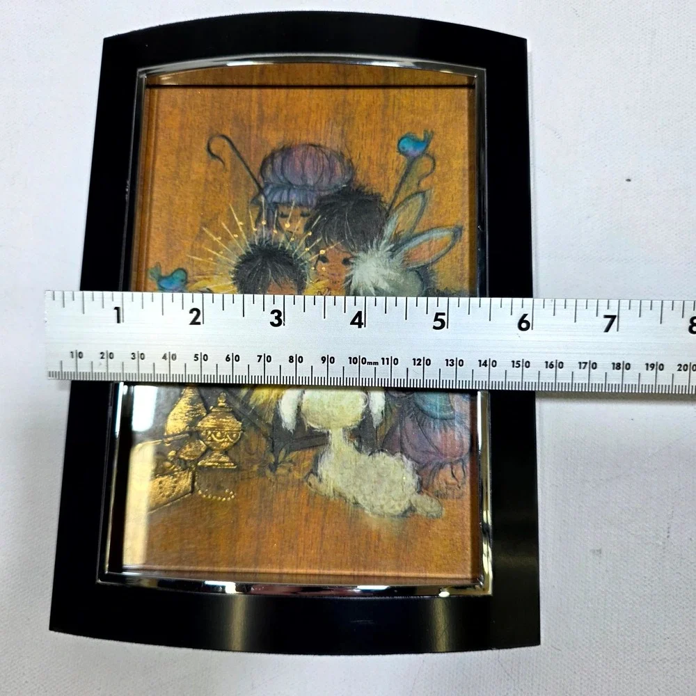 Vintage Nativity Scene Art Plaque Whimsical Religious Decor Wood Tabletop 8